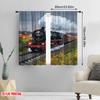 Set Of 2 Flat Printing Drapes Old Steam Train Railway Track Spring Nature Landscape Light Filter Festive Backdrops Curtain Made Polyester