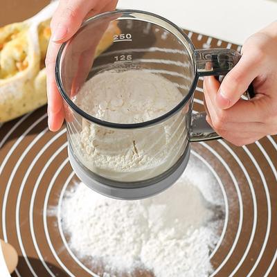 Küchenmehlsieb, Hand-Halbautomatik, Zuckersieb, Pulverstreuer, Griff, Messbecher, Werkzeug zum Backen, Küchenwerkzeuge