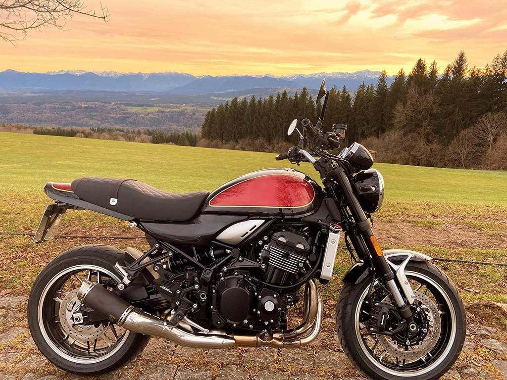 Heinmo Motorcycle CNC Foot Pegs, Footrests, Heel Plate Guards Protectors for Kawasaki 900RS 2017-2021 2022 2023 (No Logo) (Black)