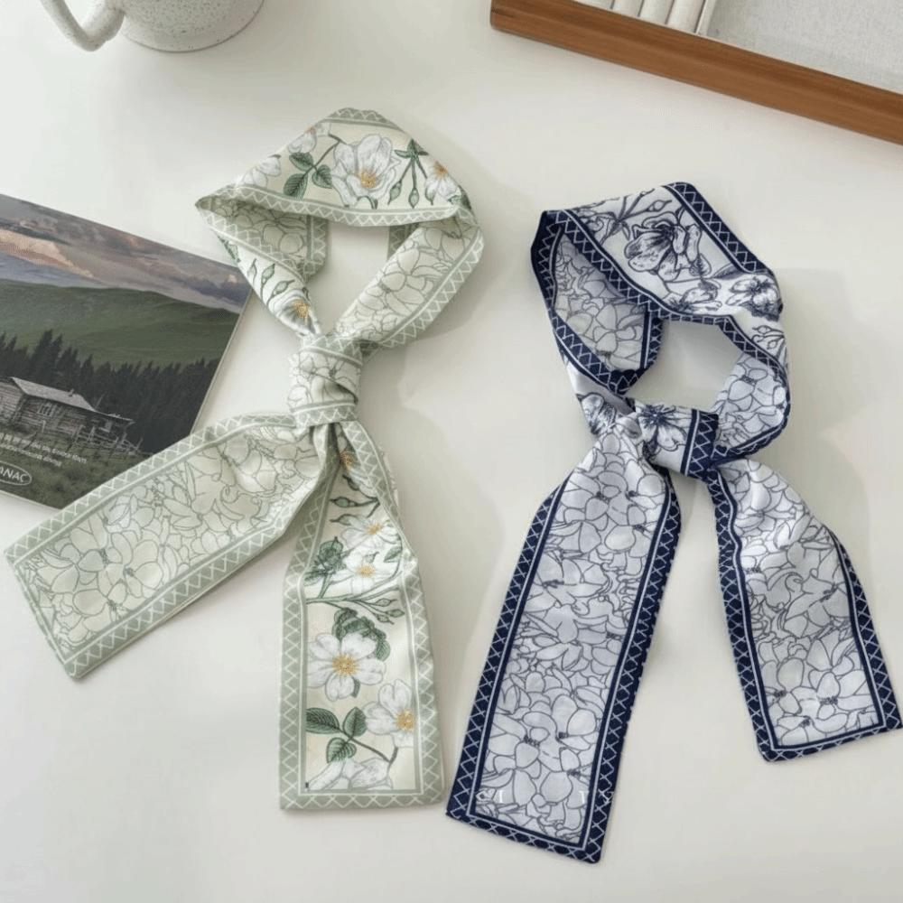 Elegant Silk Scarf Retro Narrow Scarf Versatile Skinny Scarf  for Women