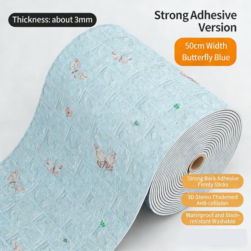 3D Self Adhesive Cartoon Foam Wall Panels Wallpaper for Kids Room Soft DIY Brick Wall Sticker Waterproof & Moisture Proof Home Decor