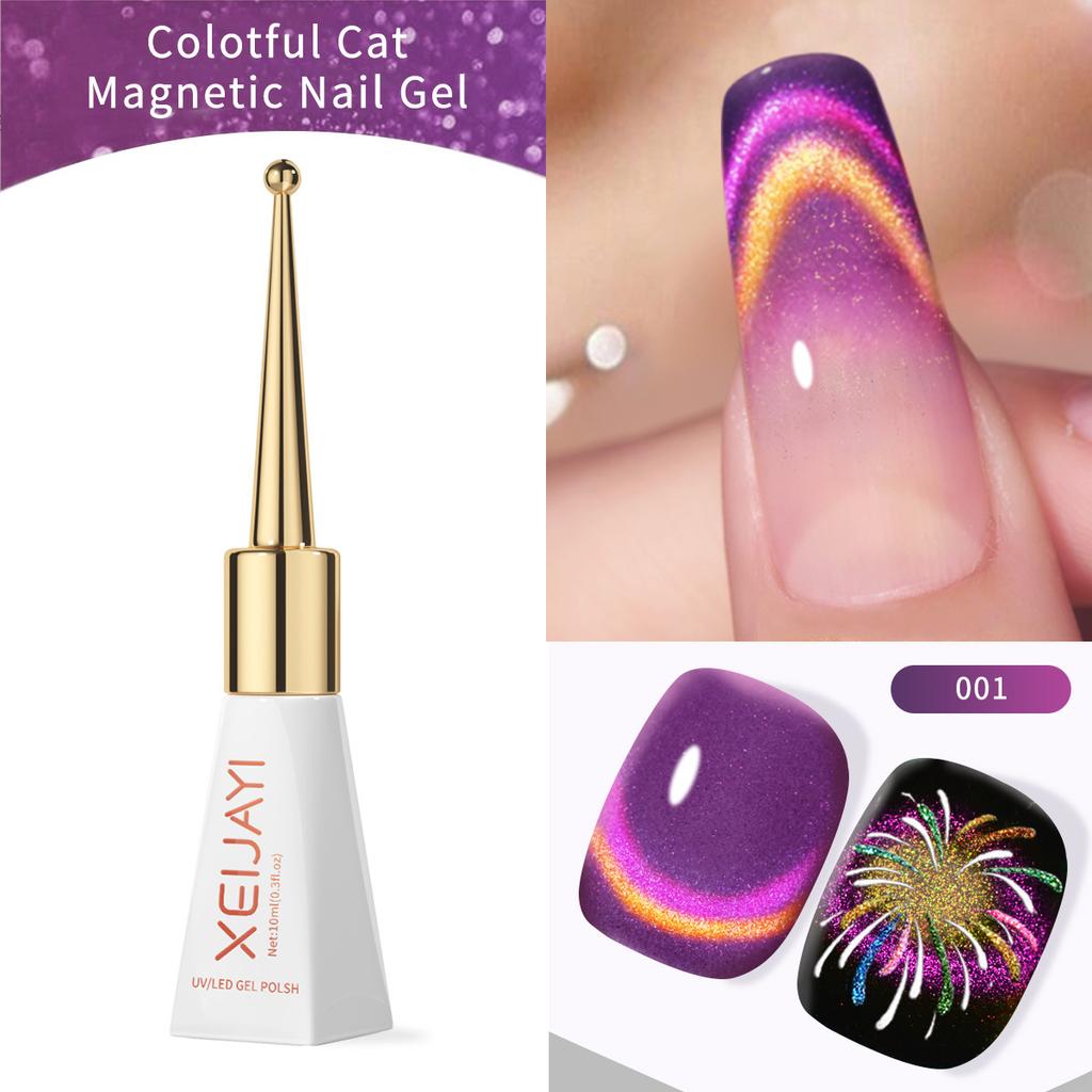 10ML 3D Effect Magnetic Cat Eye Gel Nail Polish Long Lasting Salon Quality Galaxy Firework & Shifting Sand Nail Art UV/LED Cured