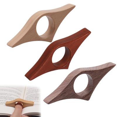 Wooden Thumb Book Holder Ergonomic One-Handed Page Clip for Reading Solid Wood Finger Ring Portable Desktop Reading Gadget Unique Gift for Book Lovers