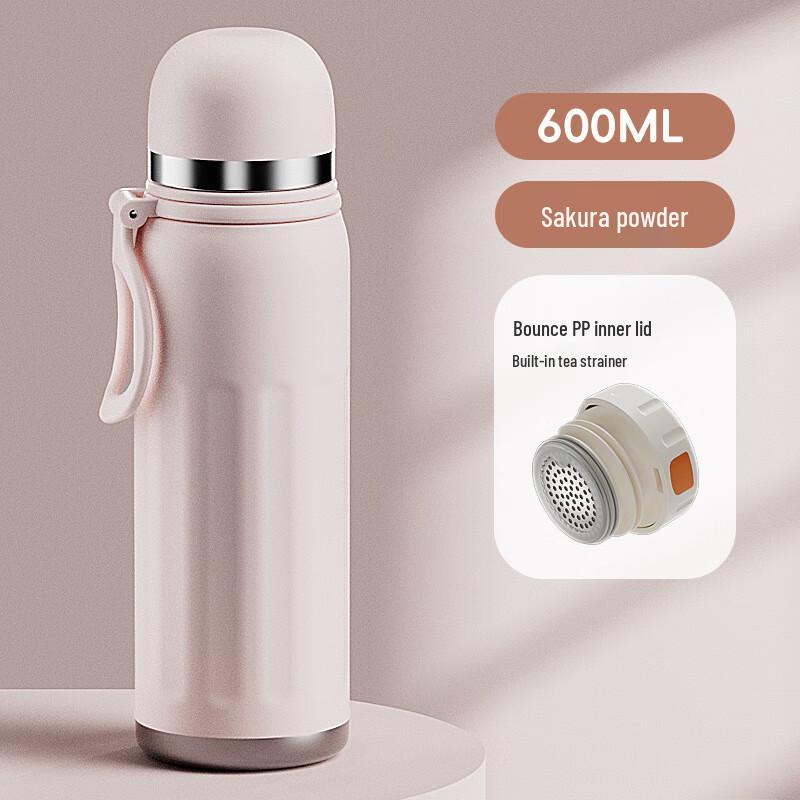 Shangqi 316 Stainless Steel Portable Thermos Bottle, 600ml Pink
