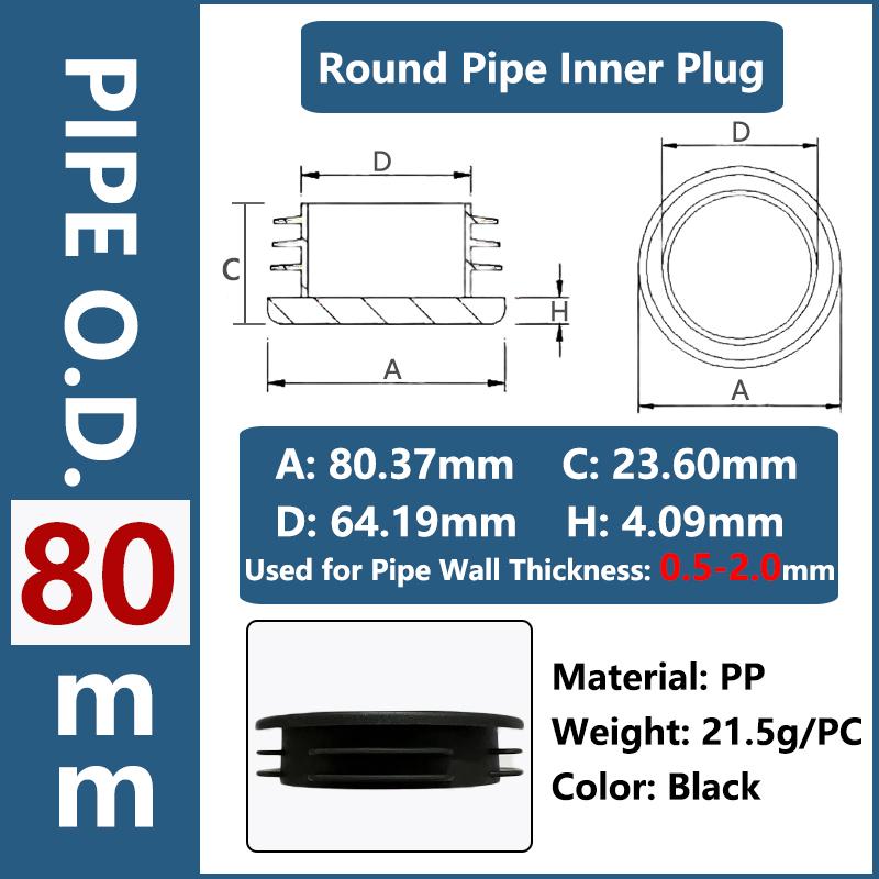 Round Plastic Inner Plug Steel Pipe End Cap Blanking Cover Anti Slip Furniture Chair Ladder Leg Protector Pad