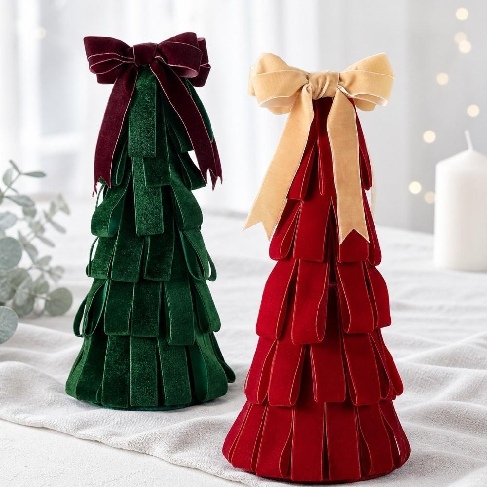 Handmade Velvet Christmas Tree Ornament DIY Tabletop Xmas Tree Home Decoration