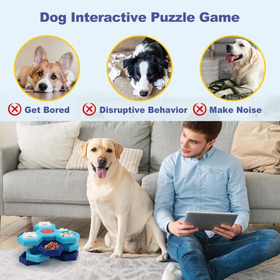 Interactive Puzzle Slow Feeder Enrichment Toy for IQ Training Entertainment Spinning 2/3/4 Layer Treat Dispenser for Small Medium Large Dogs
