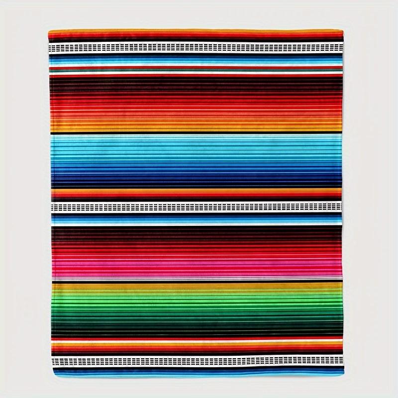 Bunte gestreifte geometrische Muster Kunstdecke - Weiche Ganzjahres-Mehrzweck-Kuscheldecke für Sofa, Nickerchen, Camping & Reise Geschenk