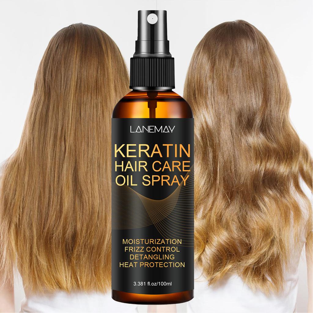 Keratin Hair Care Oil Spray - Deeply Moisturize and Soft Hair, Dry & Damaged Hair,Enhance Hair Shine and Frizz Control - Suitable for All Hair Types