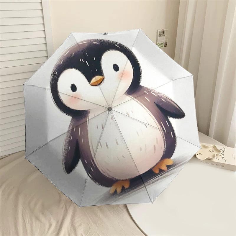 Entzückender Pinguin-Print-Regenschirm - Automatisches Öffnen & Schließen, Outdoor-Schutz, Reiseaccessoire, Leicht & Langlebig 145