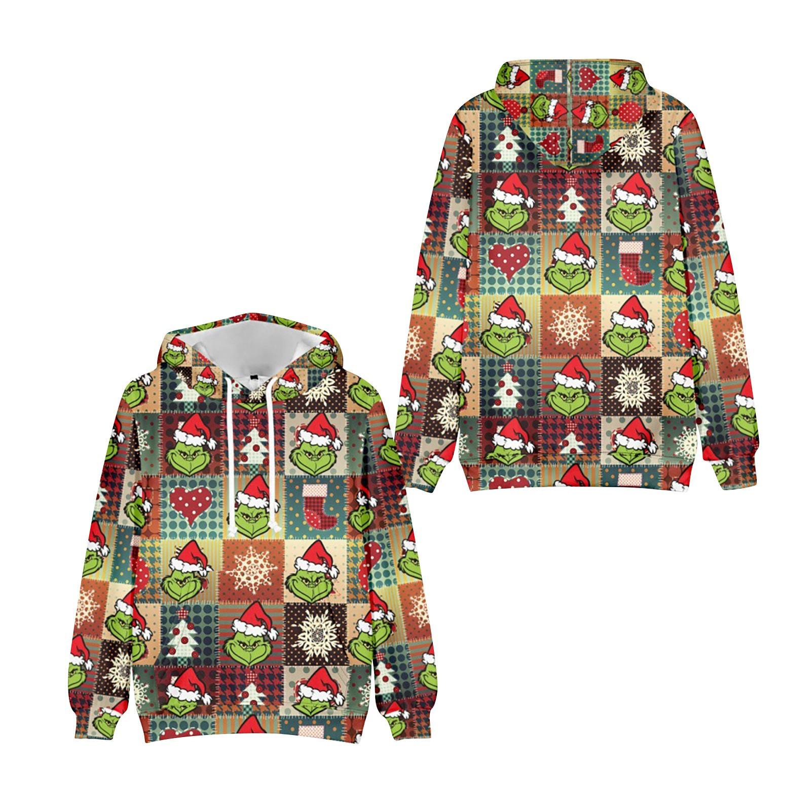 Рождественская зеленая 3D цифровая печать Повседневная толстовка с капюшоном Толстовка — фото 16