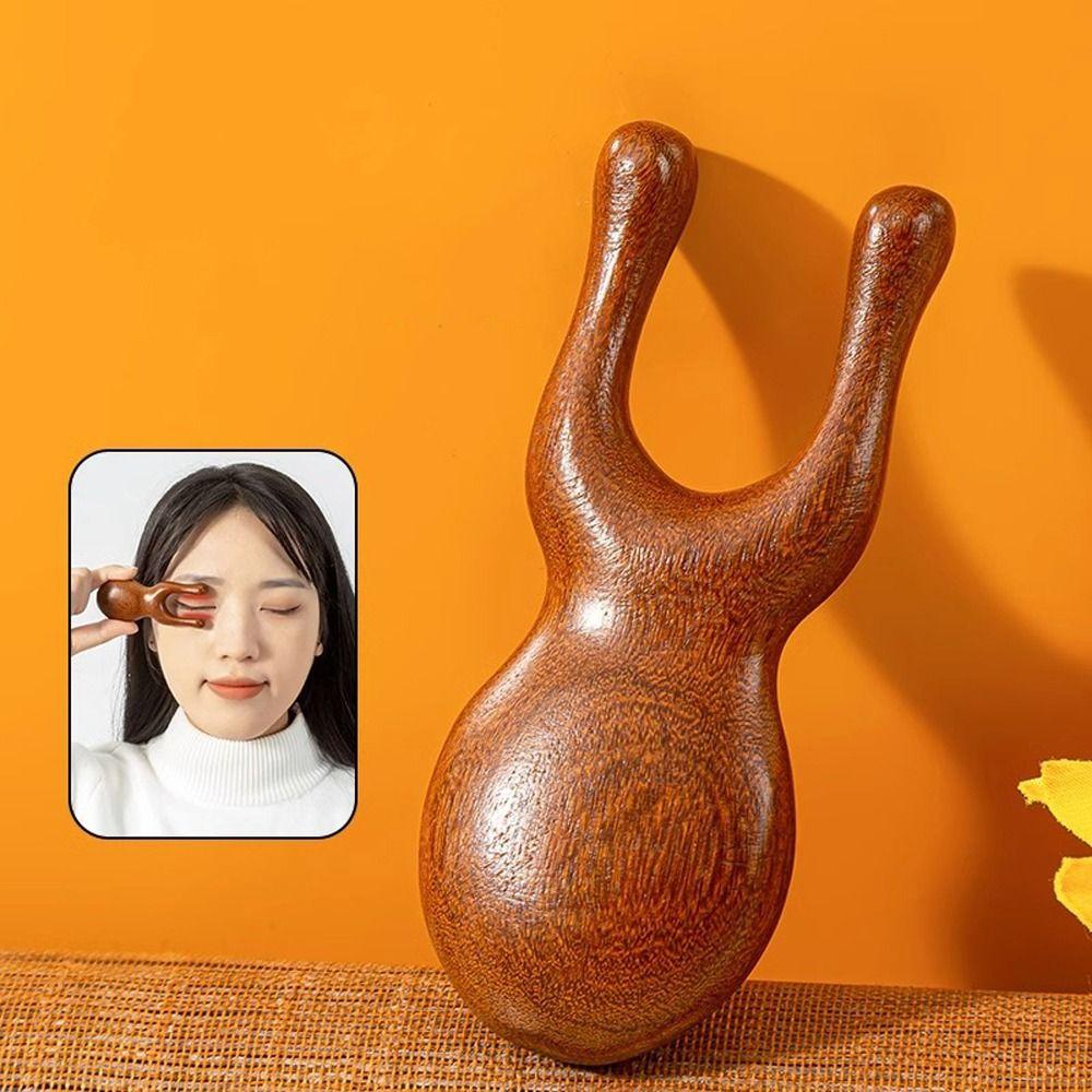 Two Comb Teeth Facial Massage Comb Wooden Nose Meridian Massager  SPA