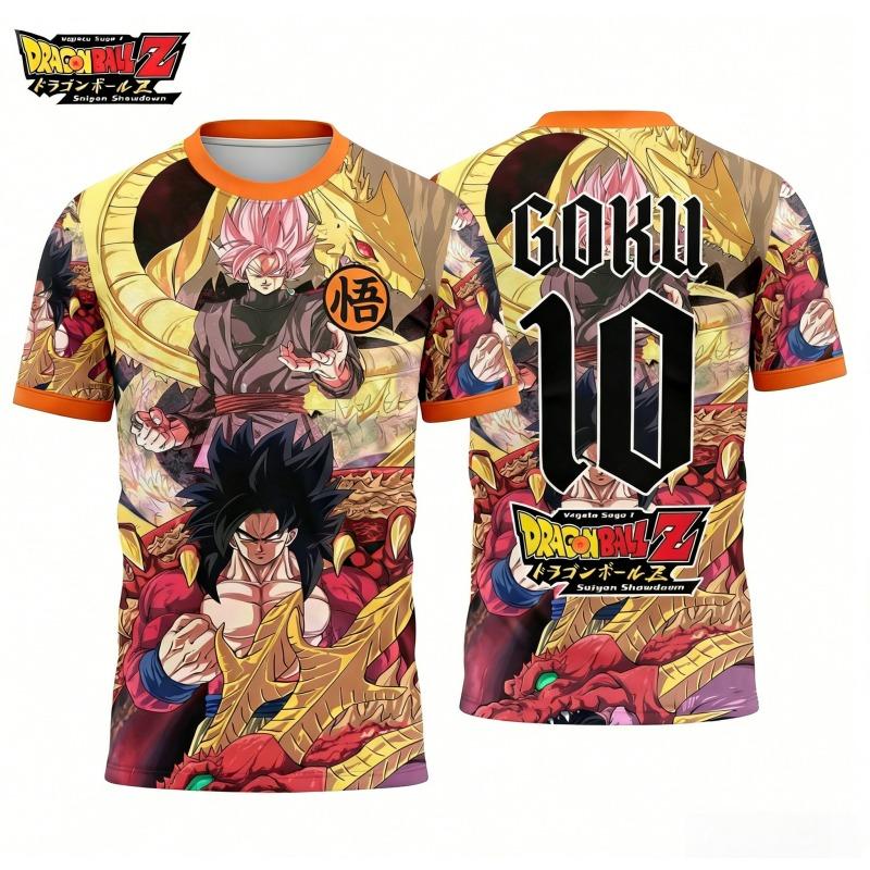 

Vintage Dragon Ball Oversized T-shirt 2026 Summer 3D All Over Print Goku SSJ4 & Rose with Divine S