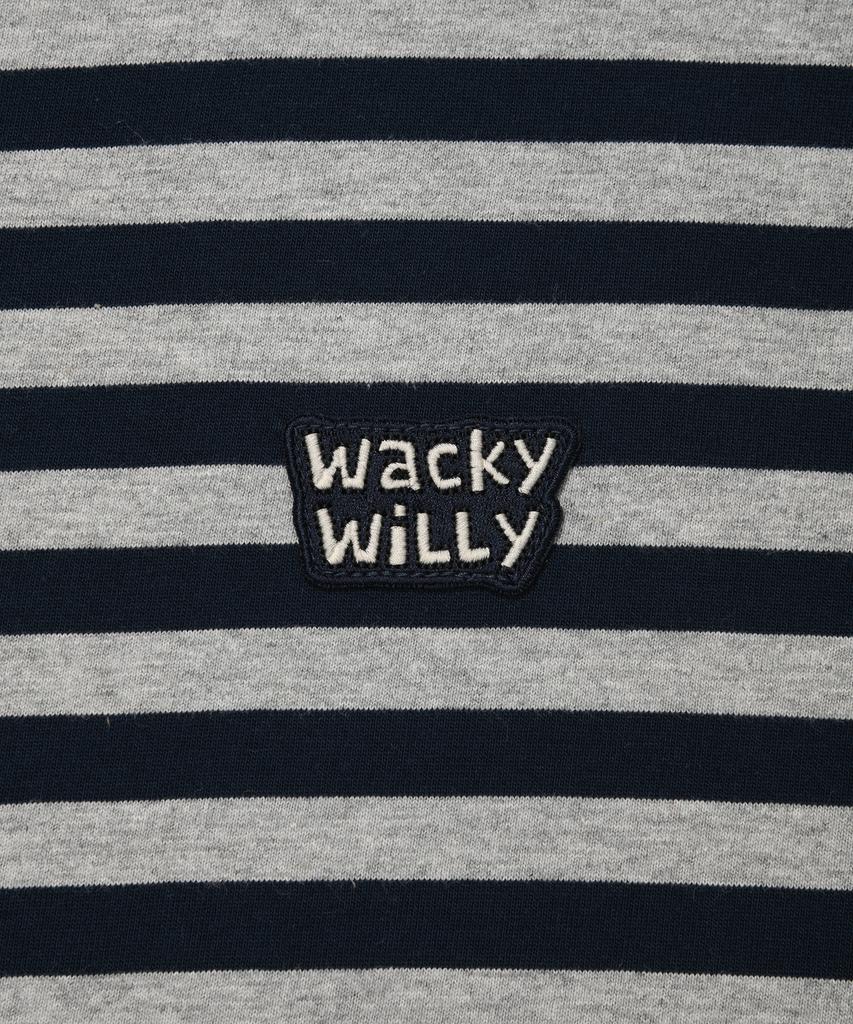WACKY WILLY Small Logo Stripe Long Sleeve Navy