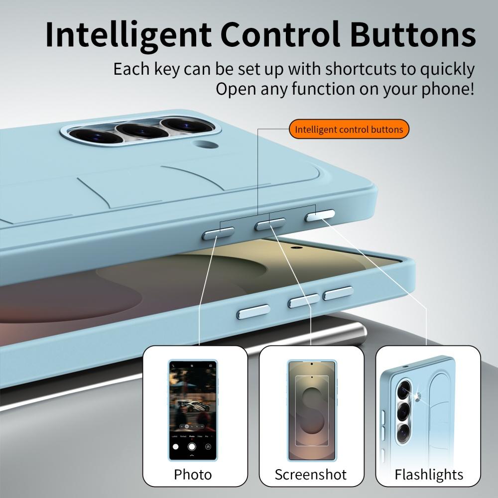 Funda Protectora de Armadura con Soporte y Correa de Muñeca de Silicona Mate para Teléfono Samsung S25 S24 S23 S26 Ultra Plus Cubierta de Botón de Control Inteligente