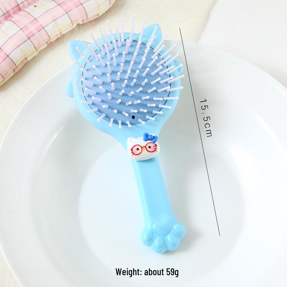 Cartoon Cat Paw Cushion Comb: Cute, Soft, Portable Travel Brush with Heart Massage Design