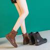 Short boots for women 2026 new autumn and winter flat single boots  cowhide women's casual retro short boots