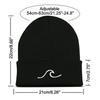 Winter Beanie Hats for Men Women Embroidery Wave Knit Cuffed Beanie Skull Cap Outdoor Daily Wear
