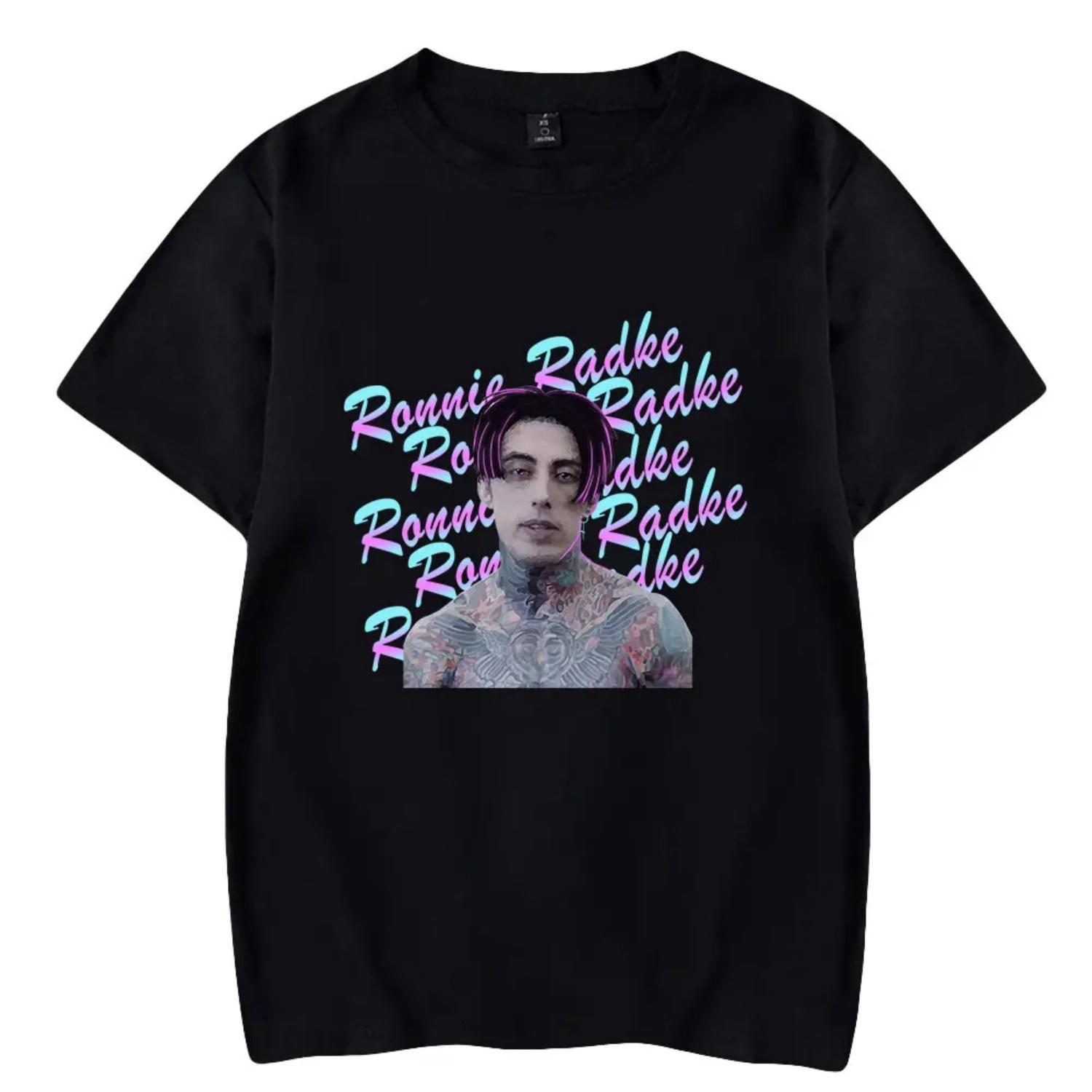 

Ronnie Radke Tshirt Crewneck Short Sleeve T-shirt Men Women Streetwear Casual Printing Fashion Hip Hop S чёрный