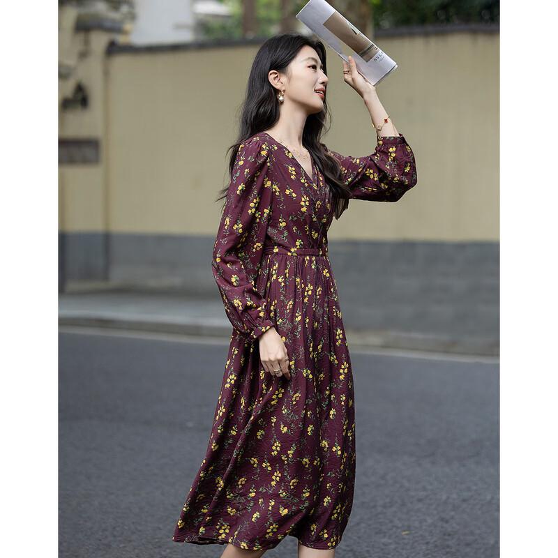 Demana Autumn French V-Neck A-Line Wrap Tea Dress