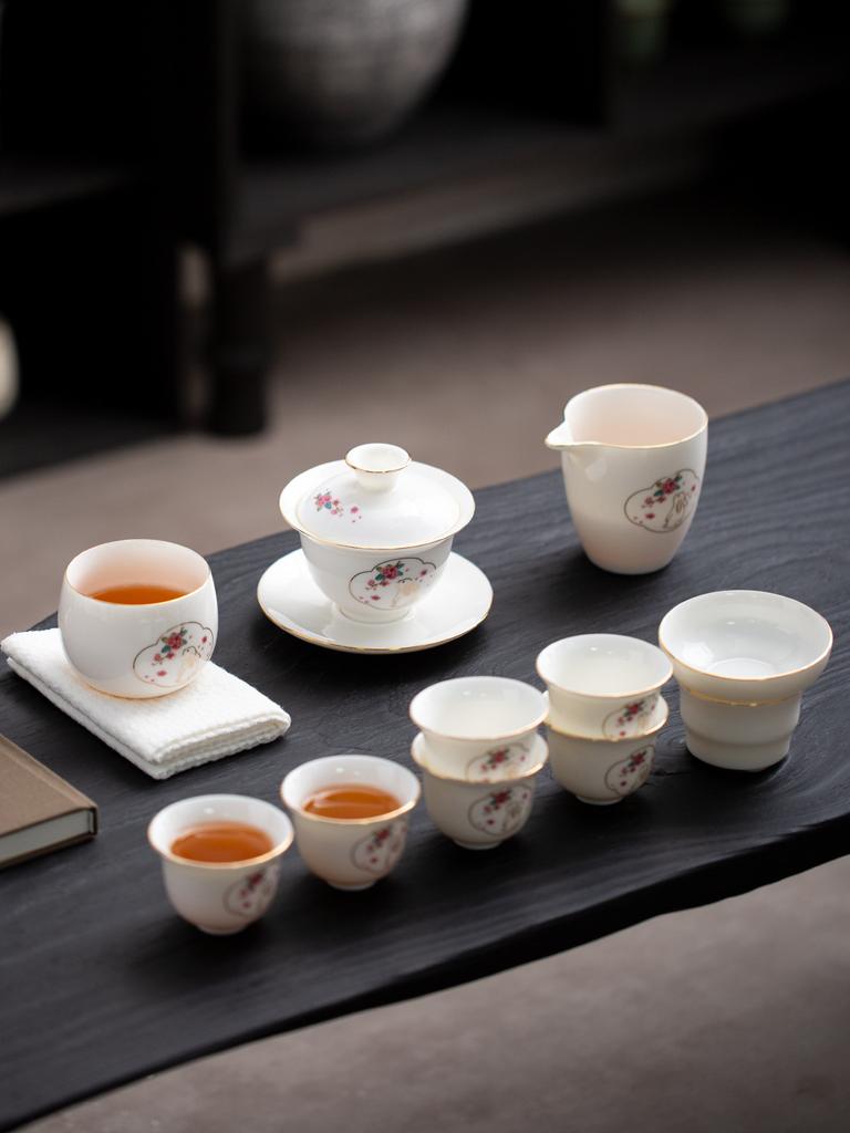 Company Annual Meeting Opening Dehua Sheep Fat Jade Porcelain Tea Premium Gift Box Complete Set