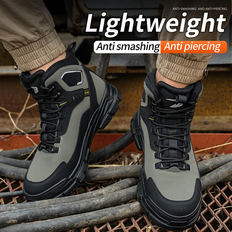 Waterproof Steel Toe Work Boots for Men - Anti-Smash Safety Shoes, Construction Protective Boots Anti-Puncture Wear-Resisting