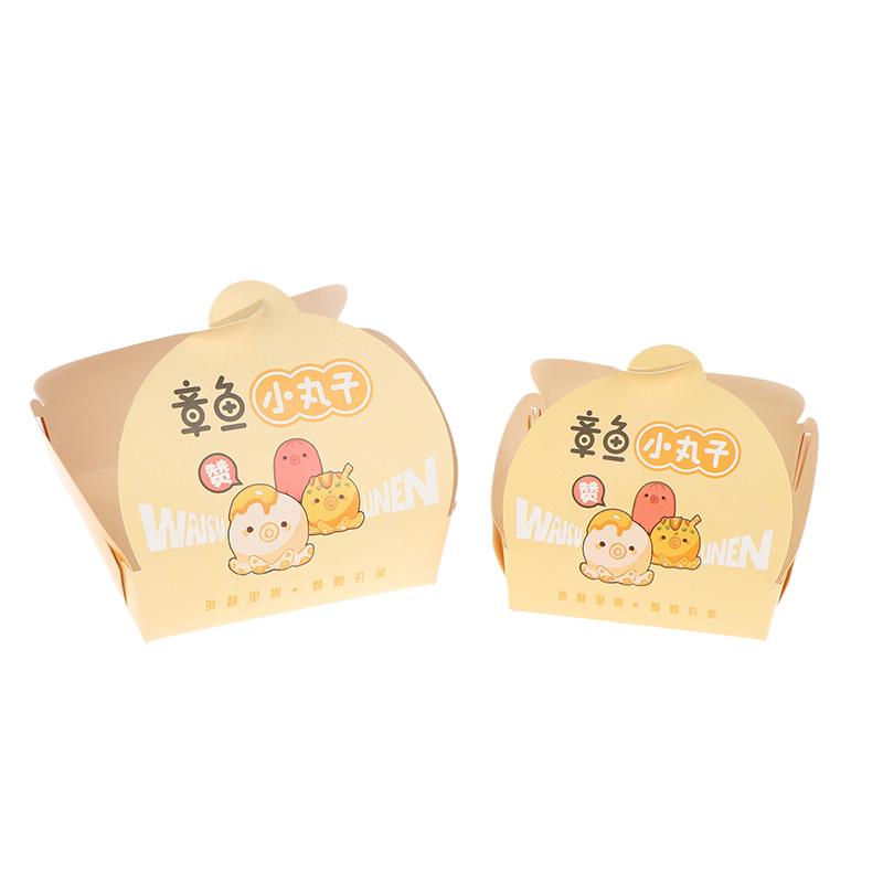 100Pcs Disposable Octopus Ball Packaging Box Japanese Street Food Takoyaki Takeaway Snack Fruit Box Packing Paper Container