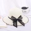 Polyester Sun Hat With Large Brim And Bow For Summer Beach Outings