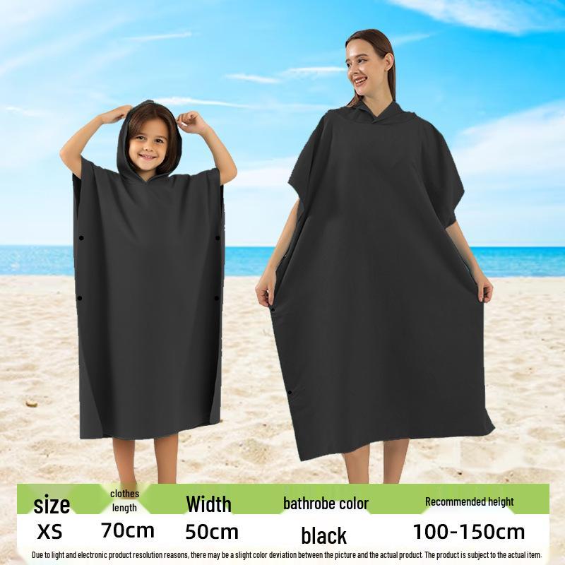 Ultrafine Fiber Hooded Beach Bathrobe and Portable Changing Towel