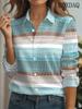 Elegant Ladies Fashion Blouse 2026 Spring Autumn Women's Tie Dye Striped Printed Shirts Casual Long Sleeve Office Women's Blouse