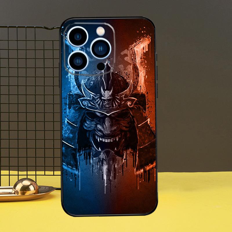 Oni Samurai Mask Phone Case For iPhone 16 15 14 13 12 11 Pro Max X XR XS Max 7 8 Plus 12 13 Mini Back Cover