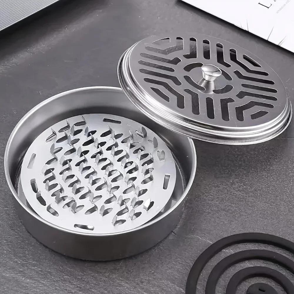 New 1pc Stainless Steel Mosquito Coil Box Cover Mosquito Coil Tray Large Ash Tray Outdoor Portable Mosquito Coil Holder