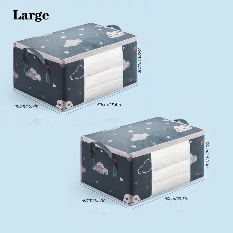 Grande capacità contenitore stampato portatile organizer per vestiti per la casa con manici contenitore pieghevole antipolvere con cerniera