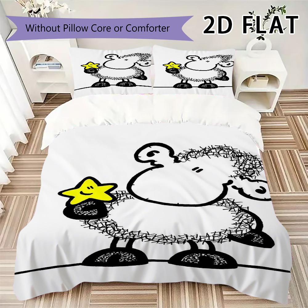 Sheepworld Pattern Bedding Uilt Set Uilt Cover Pillowcase Home Decoration Birthday Gift (1 * Duvet Cover + 2 * Pillowcase Without Core)