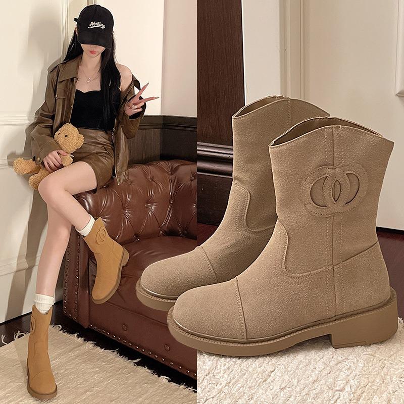 

Версия из коровьей кожи~ ретро короткие рыцарские ботинки летние новые на толстом каблуке ковбойские ботинки в западном стиле с круглым носком рыцарские ботинки 40 абрикосовый