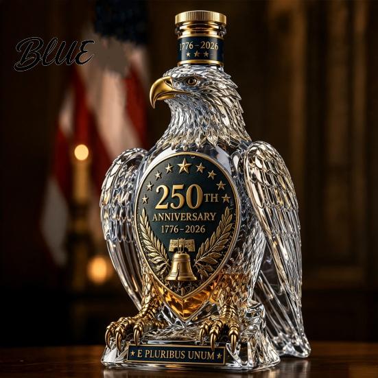 Kolekcjonerska Butelka Whisky Szklany Karafka Orzeł 350ml 250. Rocznica Kształtowa Pomysł na Prezent dla Miłośnika Wina Bourbon Unikalna Dekoracja Baru i Mężczyzn Karafka