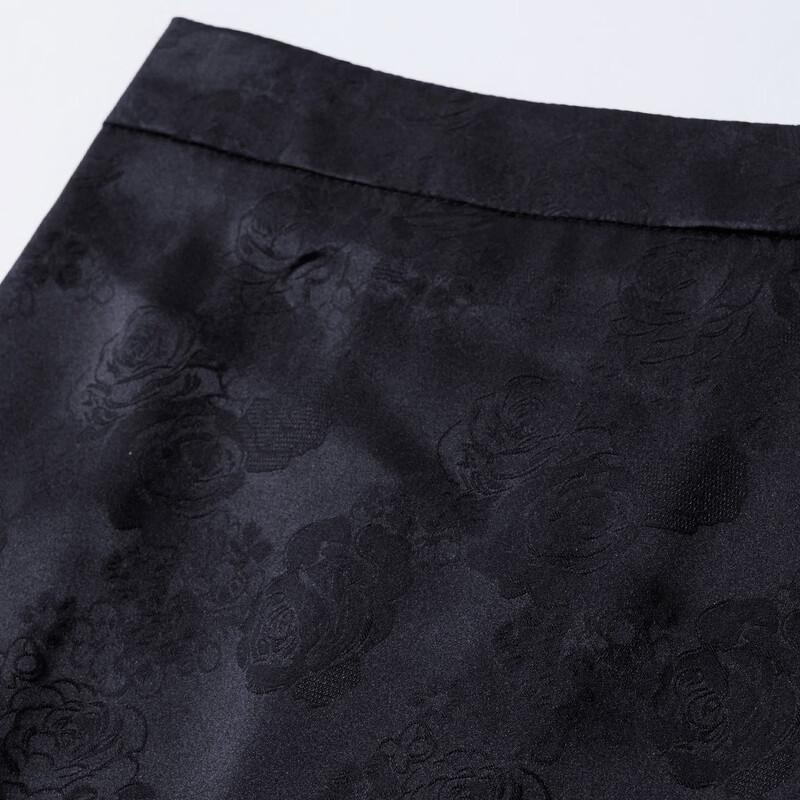 New Chinese Style A-Line Slit Midi Skirt