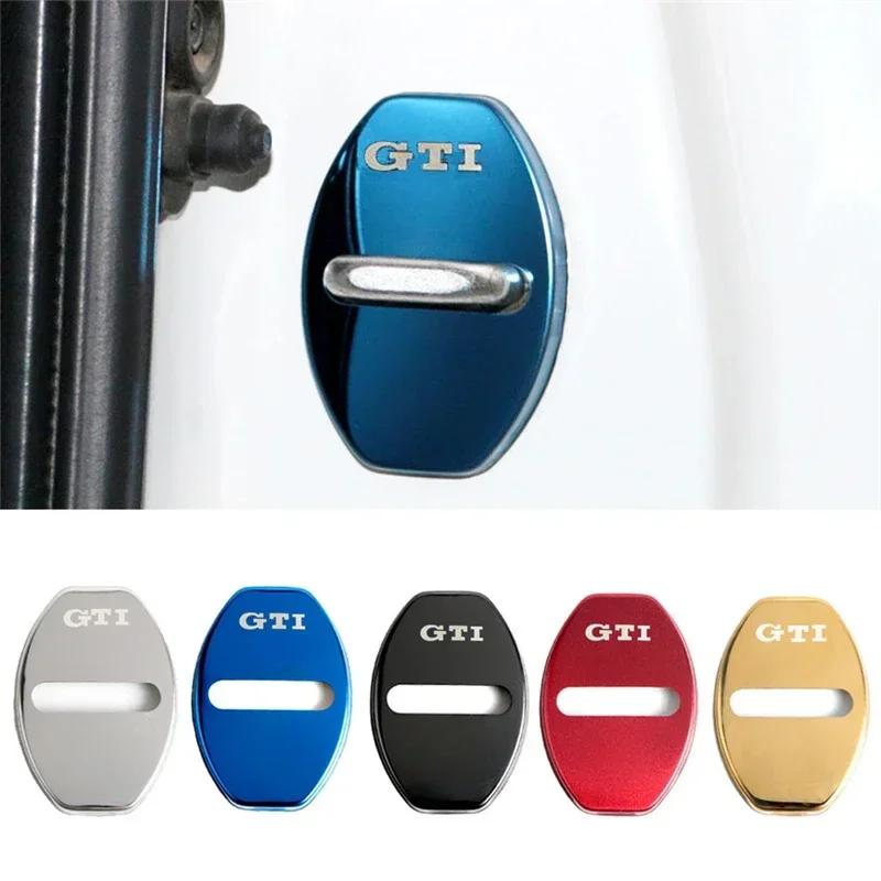 Dla VOLKSWAGEN VW 4 szt. Aluminiowe Nakładki na Zamki Drzwi Samochodowe Naklejki Ochronne dla Volkswagen Passat Touareg Tiguan Golf Bora Jetta