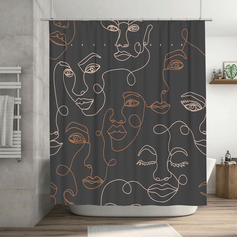 Contemporary Personality Style Face Painting Shower Curtain Bathroom Decorations Modern Artistic Decoration Home Textile