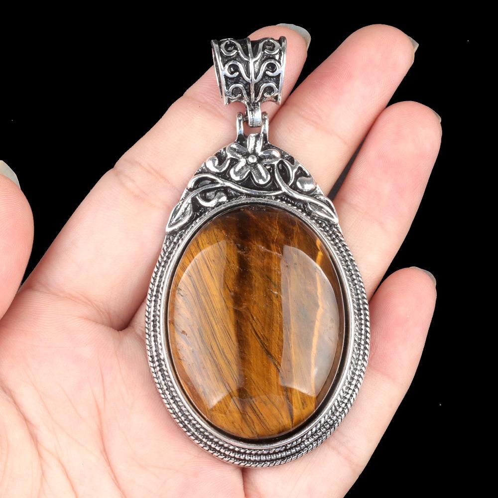 ET of gemtone crystal agate semi-precious stone alloy inlaid gemstone pendant, jewelry