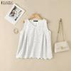 ZANZEA Women Casual V-Neck Sleeveless Lace Crochet Patchwork Tank Tops