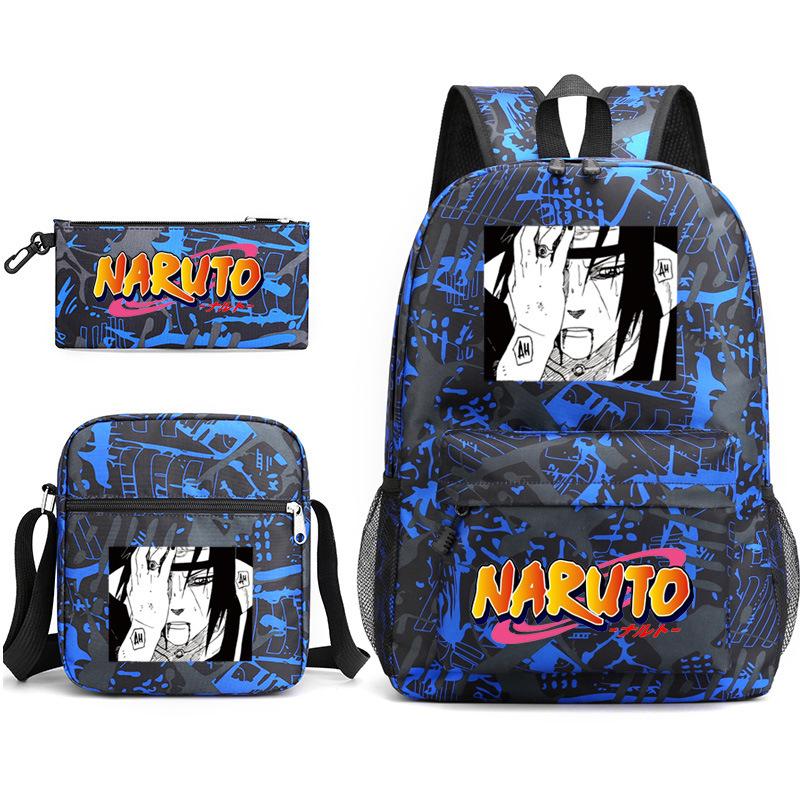 Large Capacity Schoolbag with Shoulder Strap; Student Three-piece Pencil Case Set