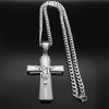 Collana con Croce di Gesù Acciaio Inossidabile Catena per Uomini Colore Argento Crocifisso Collane Religiose Gioielli Collare Cruz N2343S05