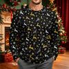 Men's Corduroy Long Sleeve Crewneck Top with Christmas Print for Holiday Casual Wear