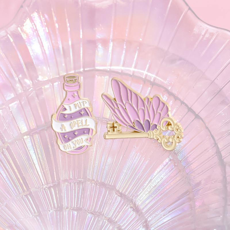 Colorful Cartoon Trendy Brooch With Winged Magic Bottle Shape Versatile And Accessory Unique