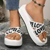 New cross-strapped thick-bottomed cool slippers 2025 summer casual letter color matching large-size beach slippers women 43