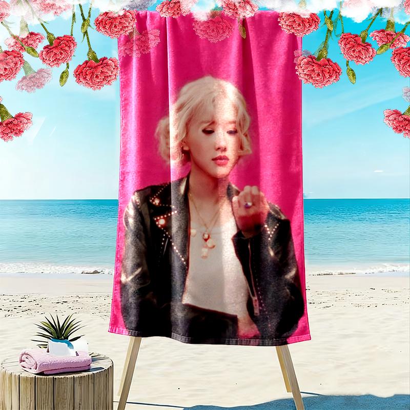 Rose Print Beach Towel, Large Soft Quick Dry Towel for Beach Camping Swimming