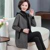 Middle Age Women Hooded Cardigan Spring Autumn Casual Coat Mom Long Sleeve Warm Wool Jacket Outerwear