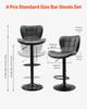 Bar Stool Set of 4, Modern PU Leather Counter Height Stools, Swivel Kitchen Barstool with Back and Footrest, Height Adjustable Armless Bar Chair,