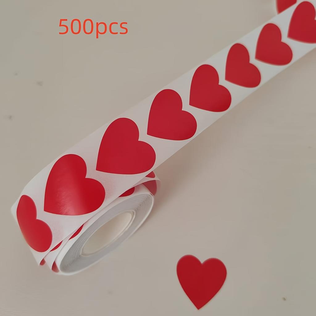 1000pcs/2rolls Heart Stickers,2.5cm/0.98in Wide,Pink+Red Self-Adhesive Labels for Office Tag,Gift Wrapping Seals,Valentine's Day